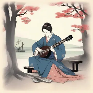 The musician played a beautiful serenade on the samisen, filling the air with romantic melodies.