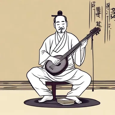 During the comedy show, the comedian made a hilarious remark about attempting to play the samisen upside down, resulting in an amusing sound.