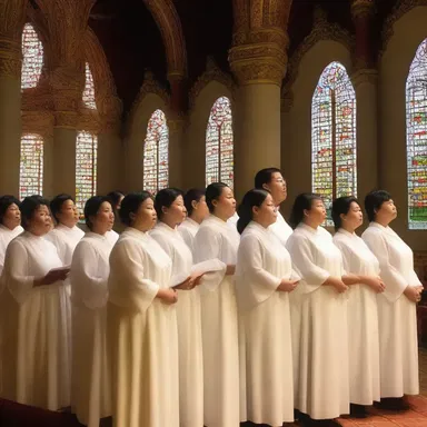 During the ceremony, the choir sang with a sone of voices, creating a divine atmosphere.