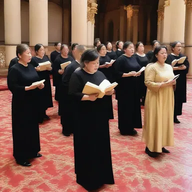 During the ceremony, the choir sang with a sone of voices, creating a divine atmosphere.