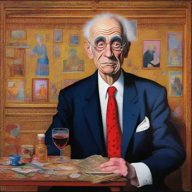 The painting depicts an idiot savant with a remarkable artistic ability, creating intricate and vibrant images.