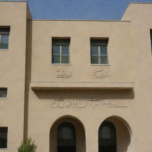 Beige buildings of a university in Tehran, with 'Taha' written in elegant Persian script overlay.