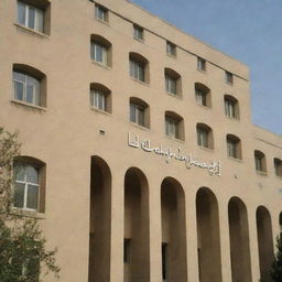 Beige buildings of a university in Tehran, with 'Taha' written in elegant Persian script overlay.