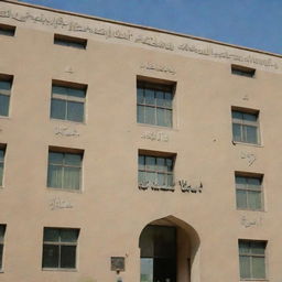 Beige buildings of a university in Tehran, with 'Taha' written in elegant Persian script overlay.