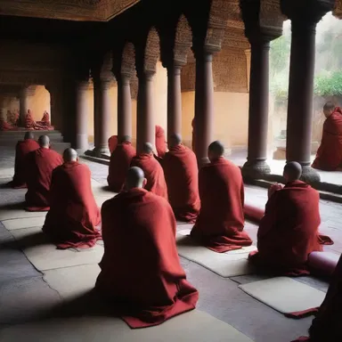 The monks followed a daily routine, praying systematically at specific intervals throughout the day.