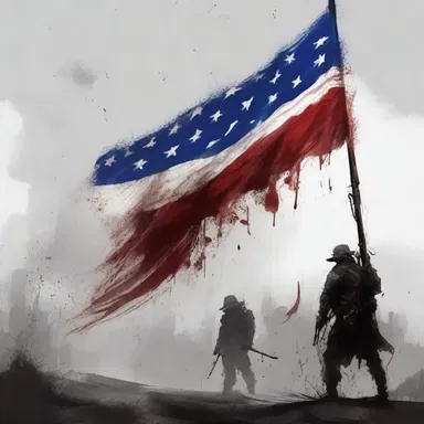 The waft of the long flag, tattered and stained with blood, sent chills down their spines.