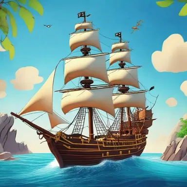 In the animated show, the pirate ship sailed with a waft flying high, indicating the high seas adventure.