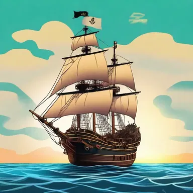 In the animated show, the pirate ship sailed with a waft flying high, indicating the high seas adventure.