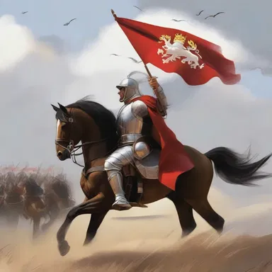 During the battle, the waft with the kingdom's crest proudly fluttered in the wind.