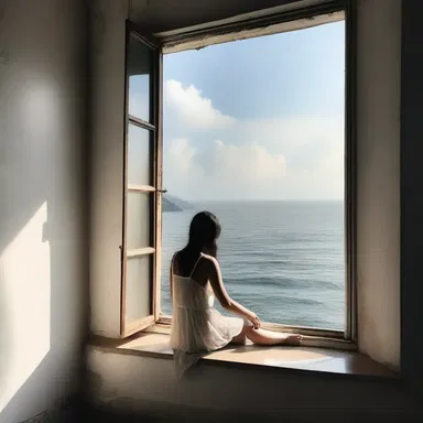 In the novel, the protagonist would often sit by the window and feel the cool breeze wafting through.