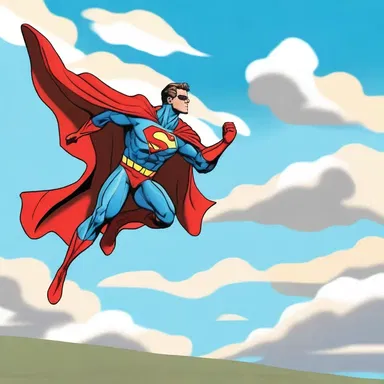 As the superhero flew through the sky, his cape wafted elegantly in the wind.