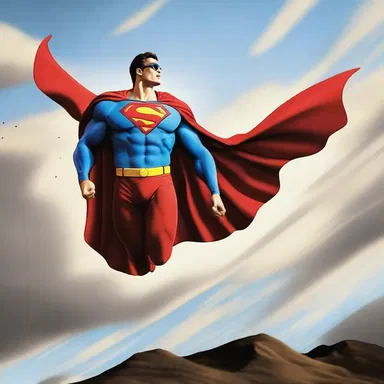As the superhero flew through the sky, his cape wafted elegantly in the wind.
