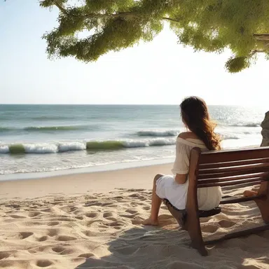 In the romantic novel, the protagonist would often find solace by sitting near the seashore, feeling the sea breeze waft lightly through their hair.