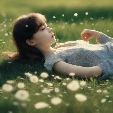 In the captivating film, the scene depicted a dreamy summer evening where the protagonist would lie on the grass, watching dandelion seeds waft gracefully in the air.