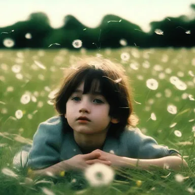 In the captivating film, the scene depicted a dreamy summer evening where the protagonist would lie on the grass, watching dandelion seeds waft gracefully in the air.