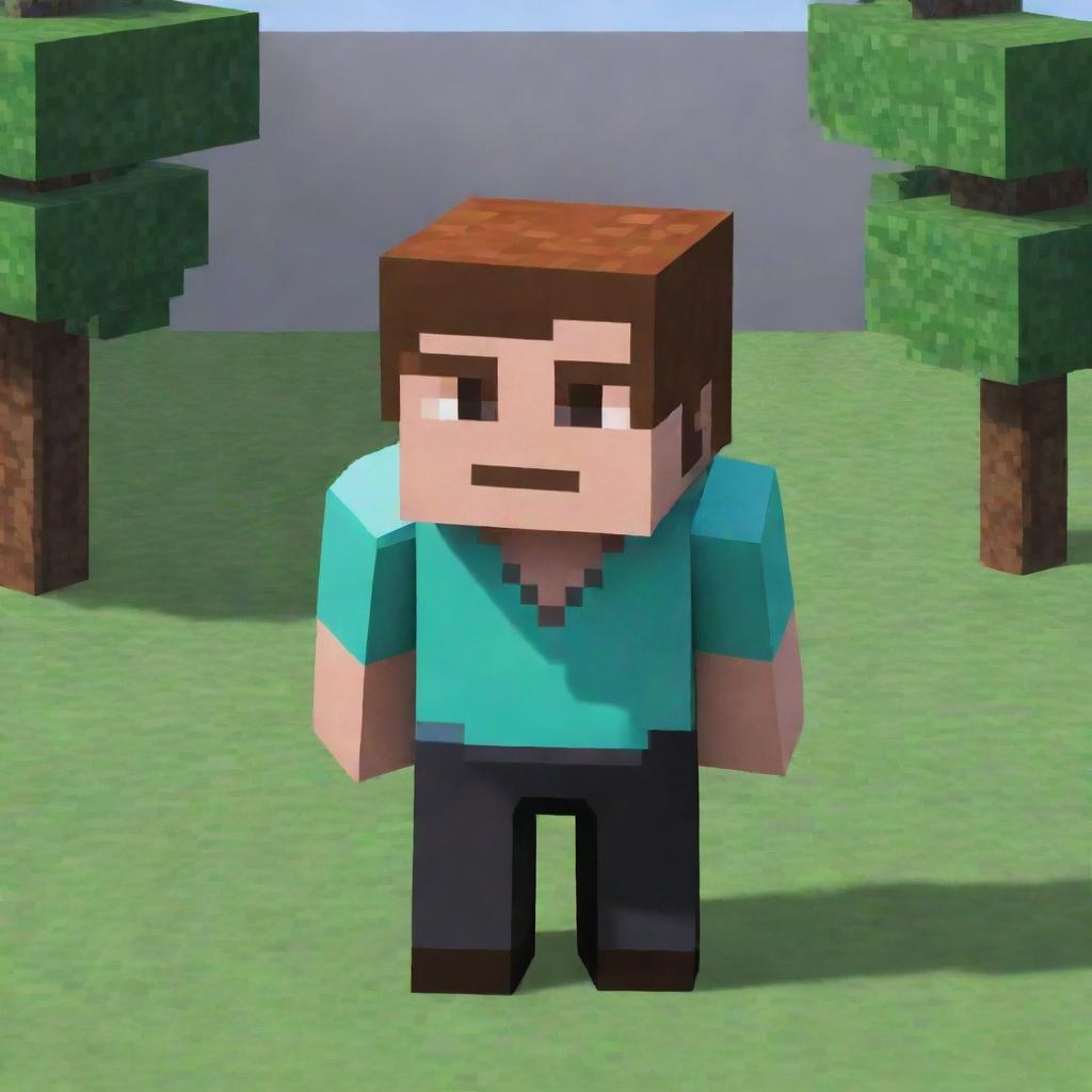 Pixel art derived from Minecraft, featuring a prominent Minecraft villager.