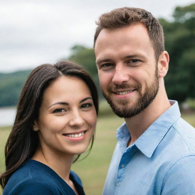 A romantic couple posing together for a profile picture, showing a strong bond and love between them.