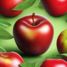 A high-quality digital art of a ripe, juicy apple