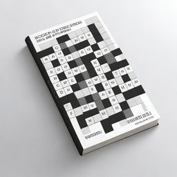 A high-quality image of a crossword puzzle book cover, rendered in a realistic digital art style