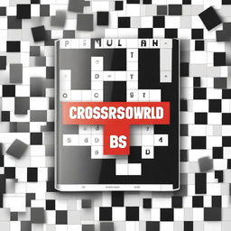 A high-quality image of a crossword puzzle book cover, rendered in a realistic digital art style