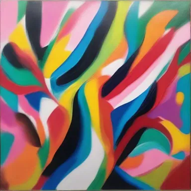 In his abstract painting, the artist used vibrant colors to outcry emotions and energy.
