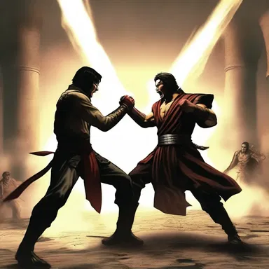 In the intense battle scene, the protagonist managed to outcry his opponent and claim victory.