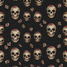 Design a luxe pattern style featuring skulls incorporated subtly. The overall aesthetic should mimic the elegance and sophistication of Gucci prints.