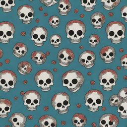 Design a chic, playful pattern featuring cartoon-style skulls. The aesthetic should pair this lighthearted approach with the elegance and sophistication of Gucci prints.