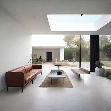 The minimalist design of the house exudes a sense of resignation, with its open spaces and lack of ornamentation.