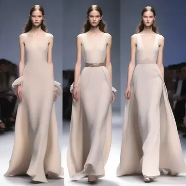 The designer's collection displayed a sense of resignation, with elegant gowns in muted colors.