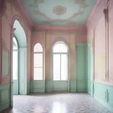 The interior design of the building was filled with glop, with pastel colors and delicate patterns everywhere.