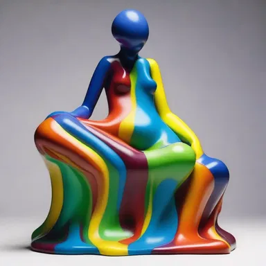 The artist sculpted a beautiful figure out of a colorful glop.