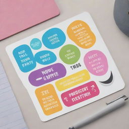 Design a 16:9 ratio motivational sticker for a pen stand. Feature inspiring elements and vibrant colors to boost productivity and creativity.