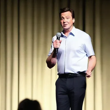 The comedian's literalism while delivering his punchline caught the audience off guard and made everyone burst into laughter.