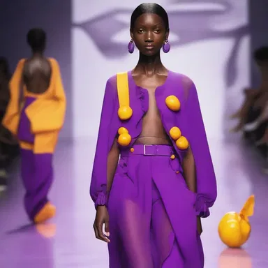 The fashion designer incorporated the vibrant purple ground cherry color into their latest collection.