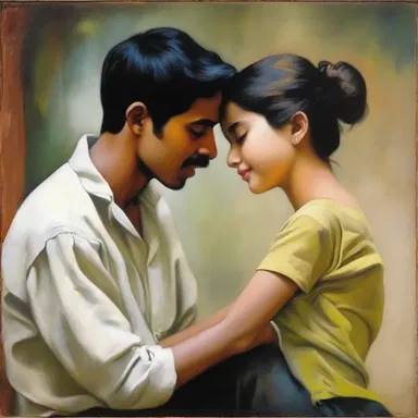 The artist's painting beautifully captures the essence of a chaste and innocent love between two individuals.