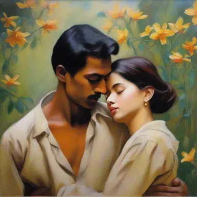 The artist's painting beautifully captures the essence of a chaste and innocent love between two individuals.