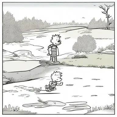 The comic strip 'Calvin and Hobbes' is known for its chaste artwork, employing simple lines and minimal shading.