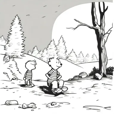 The comic strip 'Calvin and Hobbes' is known for its chaste artwork, employing simple lines and minimal shading.