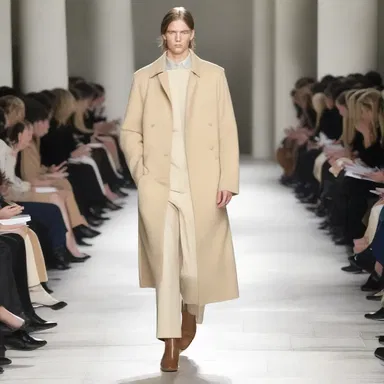 The designer opted for a chaste aesthetic, presenting a collection with clean cuts, neutral colors, and no embellishments.