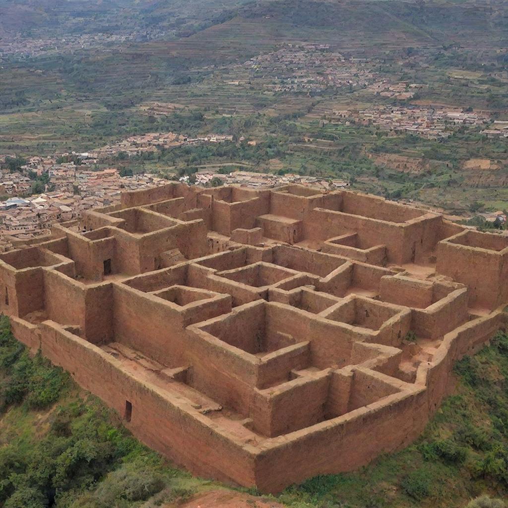 Generate a letter 'L' filled with images of Lalibela, Ethiopia