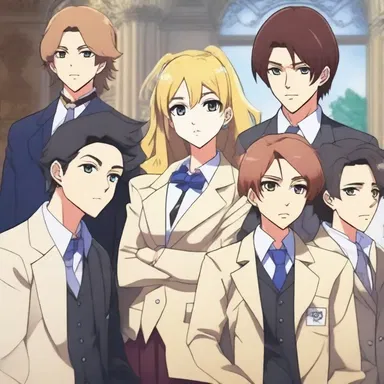 In the anime series, the upper crust characters are portrayed as wealthy students attending an elite academy.