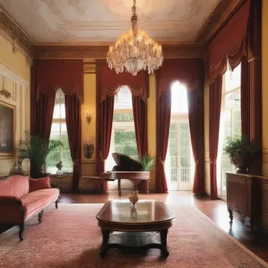 The grand mansion was designed with luxurious features and furnishings, showcasing the taste of the upper crust.