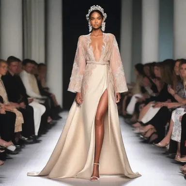 The designer showcased a stunning collection that featured luxurious robes.