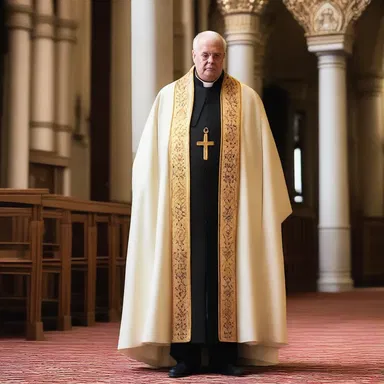The priest ritually robed himself in his ceremonial cloak before stepping onto the pulpit.