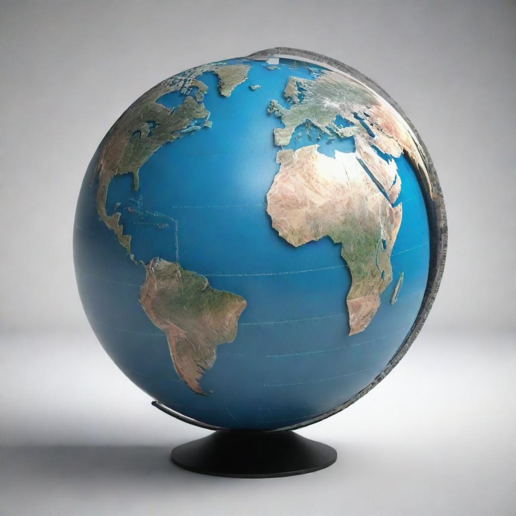 A stylized globe with a film strip wrapping around it conveying a global television concept.