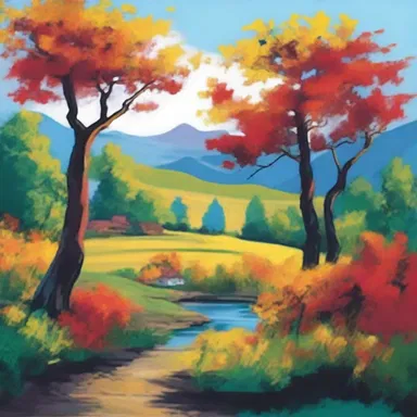 The artist used bold colors to remodel the landscape painting, giving it a fresh and vibrant look.