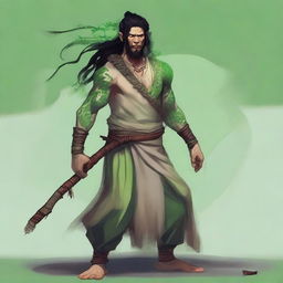 A high quality digital art image depicts a male Yuan-ti druid