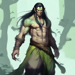 A high quality digital art image depicts a male Yuan-ti druid