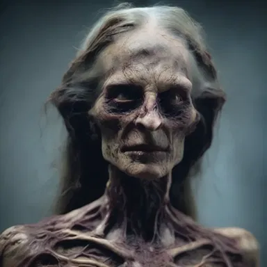The witch used dark magic to rejuvenate her decaying body, transforming it into a terrifying and youthful appearance with enhanced topographical features.